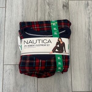 Nautica Women's Red and Navy Plaid Sleepwear Set